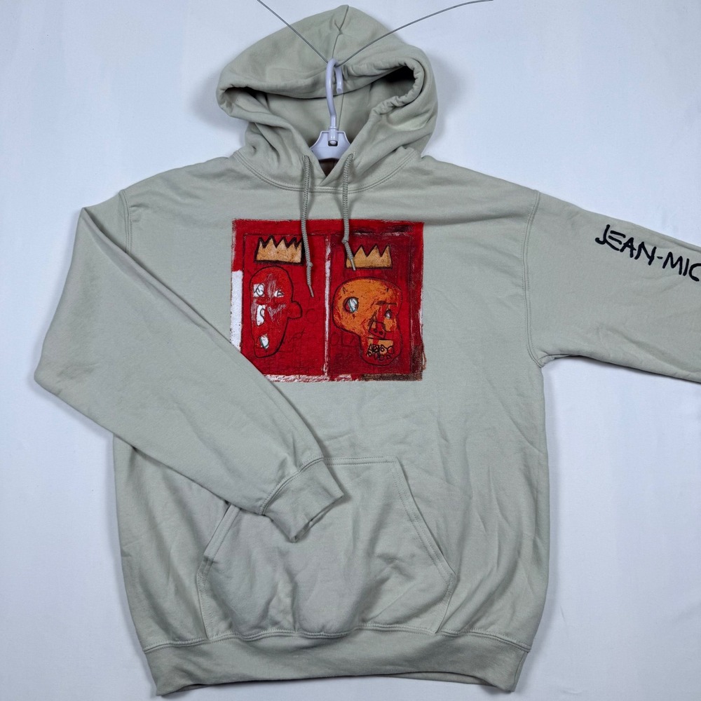 JEAN-MICHEL BASQUIAT Hoodie Mens Medium Sweatshirt Art Crown Skull Sand Pullover